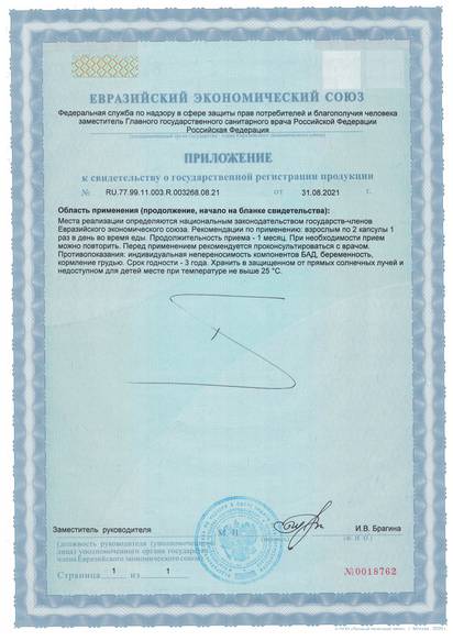 Свидетельство о государственной регистрации № RU.77.99.11.003.R.003268.08.21 от 31.08.2021 г. № 0437248